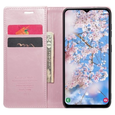 Samsung Galaxy A14 5G (SM-A146B) „CaseMe“ Leather solīds atvēramais ādas rozs maciņš - maks | Vacins.lv