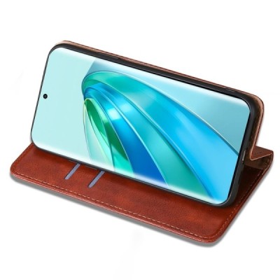 Solidus Huawei Honor Magic 5 Lite rudas odinis atverčiamas dėklas | Priedai.lt