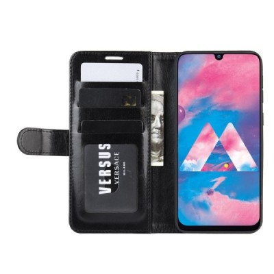 Samsung Galaxy M30s (SM-M307, SM-M215) atverčiamas juodas odinis dėklas, knygutė - piniginė | Priedai.lt
