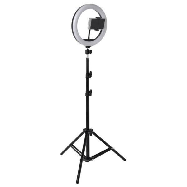 „Tripod“ LED Ring Fill Light telefona turētājs / selfija statīvs - melns