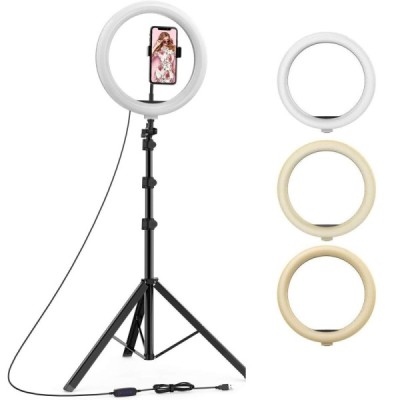 „Tripod“ LED Ring Fill Light telefona turētājs / selfija statīvs - melns | Vacins.lv