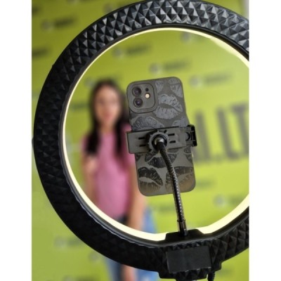 „Tripod“ LED Ring Fill Light telefona turētājs / selfija statīvs - melns | Vacins.lv