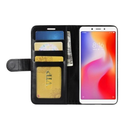 Xiaomi Redmi 6A atvēramais ādas melns maciņš (maks) | Vacins.lv