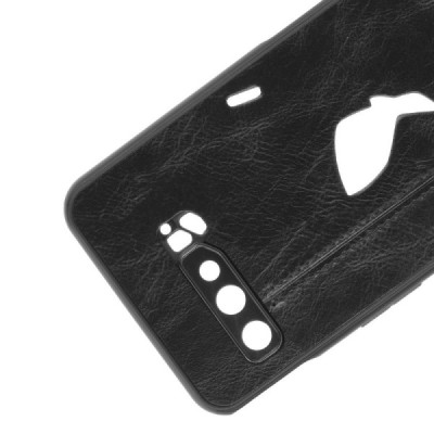 Asus Rog Phone 3 (ZS661KS) „Deluxe Leather“ melns ādas apvalks | Vacins.lv