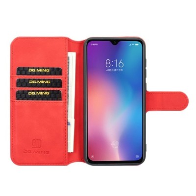 Xiaomi Mi 9 SE atvēramais ādas sarkans retro maciņš (maks) | Vacins.lv