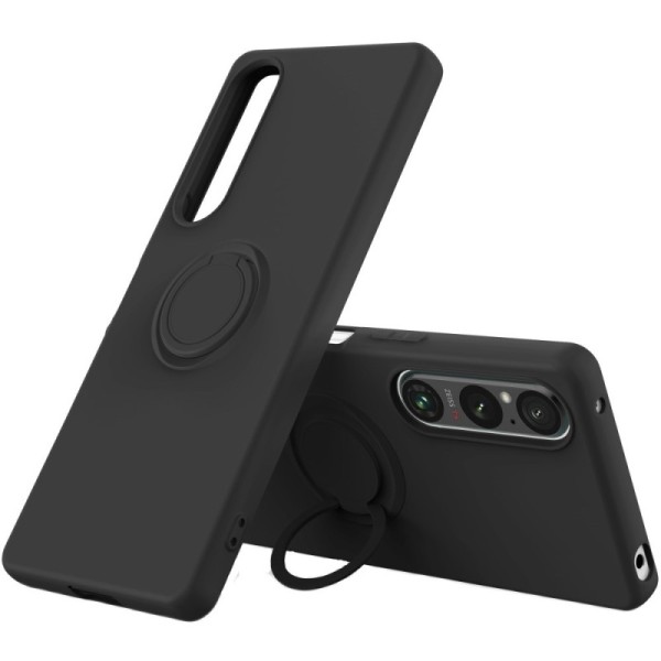 „Ring“ Kickstand (TPU) apvalks - melns (Xperia 1 V)