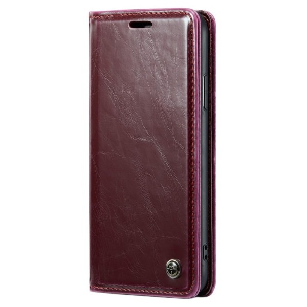 „CaseMe“ Leather solīds atvēramais ādas maciņš - bordo (iPhone X / Xs)