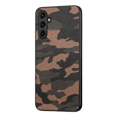 Samsung Galaxy A14 5G (SM-A146B, SM-A145F) „Camouflage“ Pattern brūns ādas apvalks | Vacins.lv