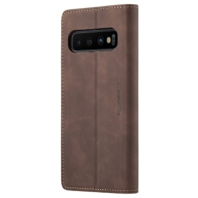 Samsung Galaxy S10+ (G975) CaseMe Retro solidus atverčiamas rudas odinis dėklas - knygutė | Priedai.lt