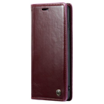 Samsung Galaxy S10+ (G975) „CaseMe“ Leather solīds atvēramais ādas bordo maciņš - maks | Vacins.lv