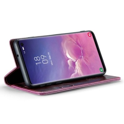 Samsung Galaxy S10+ (G975) „CaseMe“ Leather solīds atvēramais ādas bordo maciņš - maks | Vacins.lv