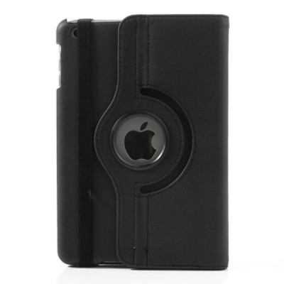 Apple iPad Mini 1 / 2 / 3 atvēramais melns teksturēts futrālis, grozās 360° grādu apjomā / Vacins.lv