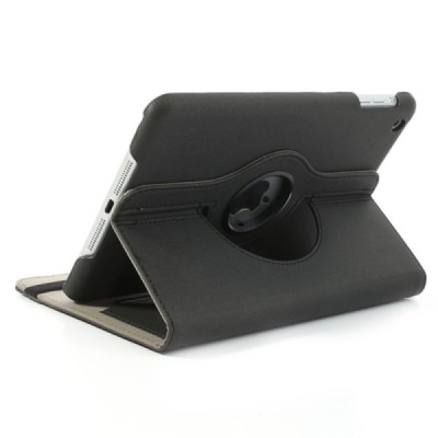 Apple iPad Mini 1 / 2 / 3 atvēramais melns teksturēts futrālis, grozās 360° grādu apjomā / Vacins.lv