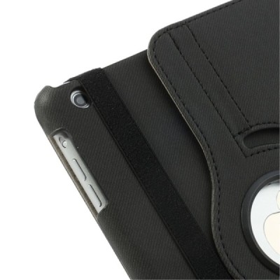 Apple iPad Mini 1 / 2 / 3 atvēramais melns teksturēts futrālis, grozās 360° grādu apjomā / Vacins.lv