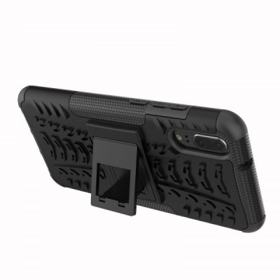 Huawei P20 „Kickstand“ pastiprinātas aizsardzības melns apvalks | Vacins.lv