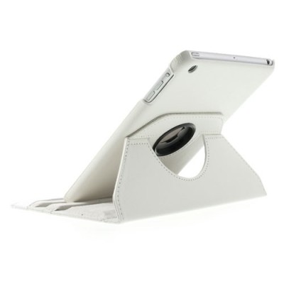 Apple iPad Mini 1 / 2 / 3 atvēramais balts ādas futrālis, grozās 360° grādu apjomā / Vacins.lv