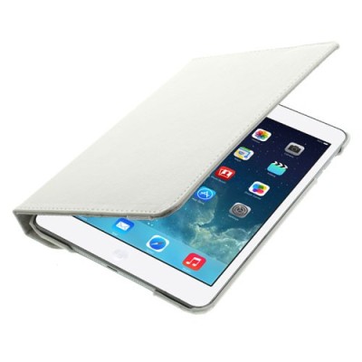 Apple iPad Mini 1 / 2 / 3 atvēramais balts ādas futrālis, grozās 360° grādu apjomā / Vacins.lv
