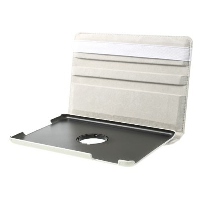 Apple iPad Mini 1 / 2 / 3 atvēramais balts ādas futrālis, grozās 360° grādu apjomā / Vacins.lv