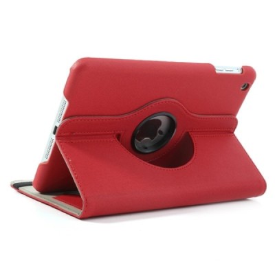 Apple iPad Mini 1 / 2 / 3 atverčiamas, sukiojamas 360 laipsnių, raudonas medžiaginis dėklas - stovas / Priedai.lt