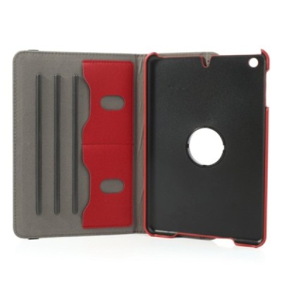 Apple iPad Mini 1 / 2 / 3 atverčiamas, sukiojamas 360 laipsnių, raudonas medžiaginis dėklas - stovas / Priedai.lt