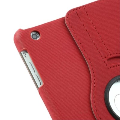 Apple iPad Mini 1 / 2 / 3 atverčiamas, sukiojamas 360 laipsnių, raudonas medžiaginis dėklas - stovas / Priedai.lt