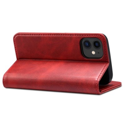 Apple iPhone 12 Mini Suteni ādas atvēramais sarkans maciņš (maks) | Vacins.lv