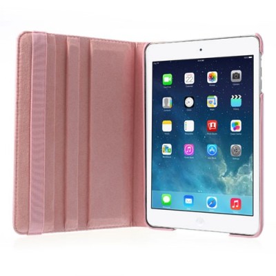 Apple iPad Mini 1 / 2 / 3 atvēramais rozs ādas futrālis, grozās 360° grādu apjomā / Vacins.lv