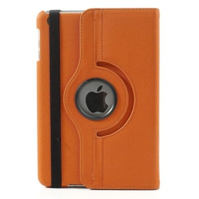 Apple iPad Mini 1 / 2 / 3 atvēramais oranžs teksturēts futrālis, grozās 360° grādu apjomā / Vacins.lv