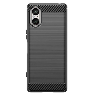 Sony Xperia 5 V „Carbon“ cieta silikona (TPU) melns vāciņš | Vacins.lv
