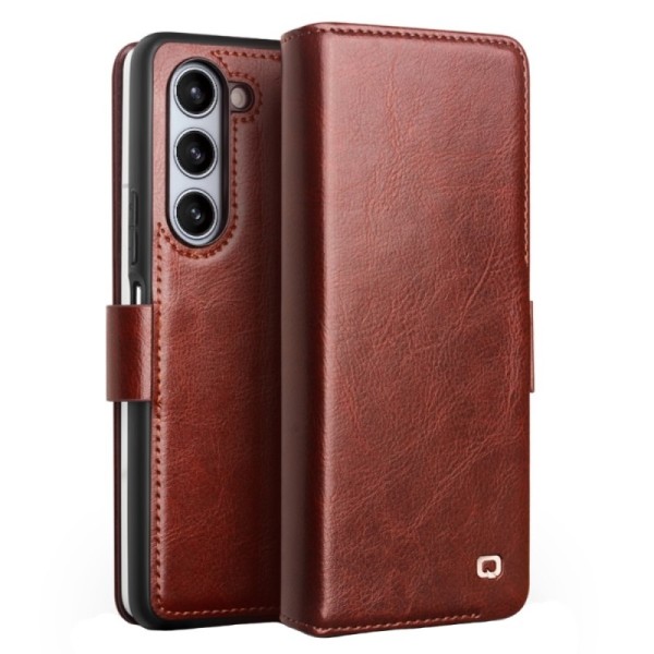 „QIALINO“ atverčiamas dėklas - tamsiai rudas (Galaxy Fold5)