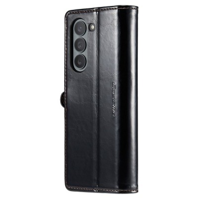 Samsung Galaxy Fold5 5G (SM-F946B) „CaseMe“ Leather solīds atvēramais ādas melns maciņš - maks | Vacins.lv