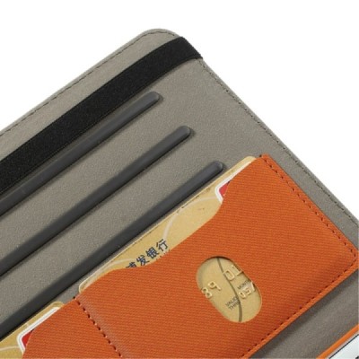 Apple iPad Mini 1 / 2 / 3 atvēramais oranžs teksturēts futrālis, grozās 360° grādu apjomā / Vacins.lv