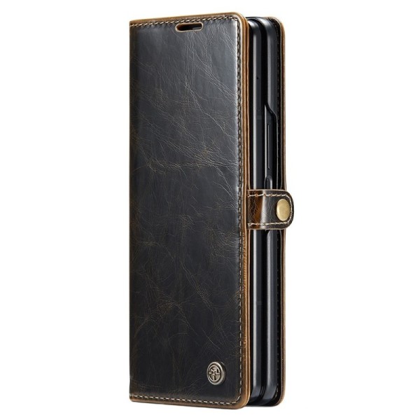„CaseMe“ Leather solīds atvēramais ādas maciņš - brūns (Galaxy Fold5)