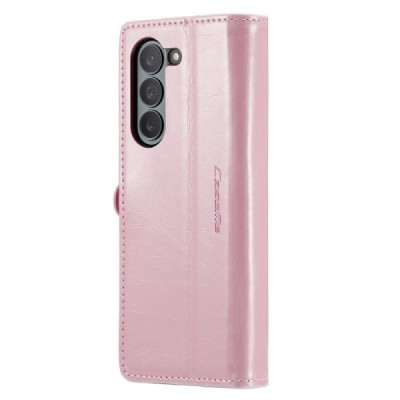 Samsung Galaxy Fold5 5G (SM-F946B) „CaseMe“ Leather solīds atvēramais ādas rozs maciņš - maks | Vacins.lv