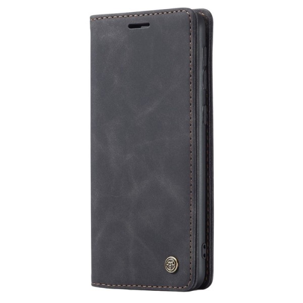 „CaseMe“ Retro solīds atvēramais ādas maciņš - melns (Galaxy A40)