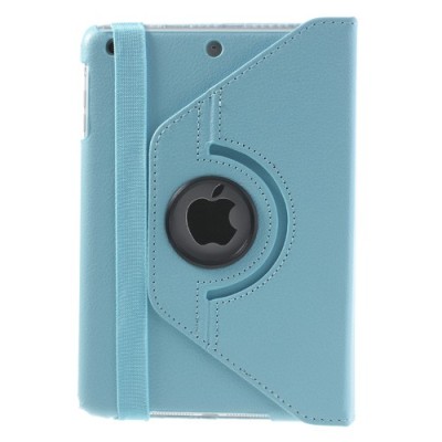Apple iPad Mini 1 / 2 / 3 atvēramais gaiši zils ādas futrālis, grozās 360° grādu apjomā / Vacins.lv