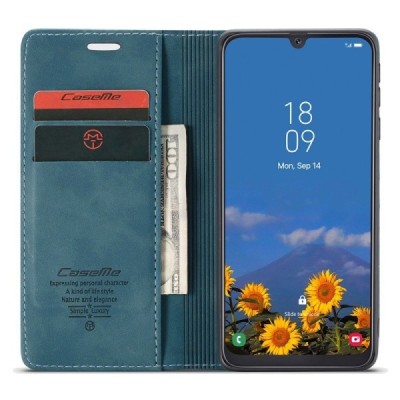 Samsung Galaxy A40 (A405F) CaseMe Retro solidus atverčiamas žalias odinis dėklas - knygutė | Priedai.lt