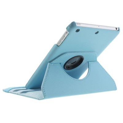 Apple iPad Mini 1 / 2 / 3 atvēramais gaiši zils ādas futrālis, grozās 360° grādu apjomā / Vacins.lv