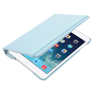 Apple iPad Mini 1 / 2 / 3 atvēramais gaiši zils ādas futrālis, grozās 360° grādu apjomā / Vacins.lv