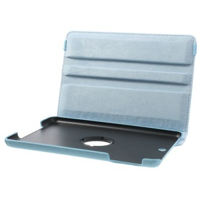 Apple iPad Mini 1 / 2 / 3 atvēramais gaiši zils ādas futrālis, grozās 360° grādu apjomā / Vacins.lv