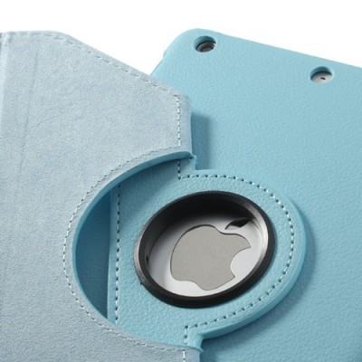 Apple iPad Mini 1 / 2 / 3 atvēramais gaiši zils ādas futrālis, grozās 360° grādu apjomā / Vacins.lv