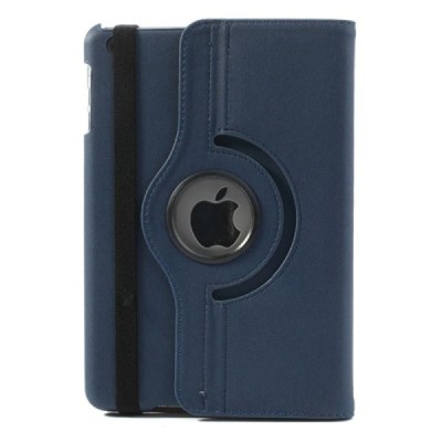 Apple iPad Mini 1 / 2 / 3 atvēramais tumši zils teksturēts futrālis, grozās 360° grādu apjomā / Vacins.lv
