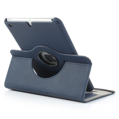 Apple iPad Mini 1 / 2 / 3 atvēramais tumši zils teksturēts futrālis, grozās 360° grādu apjomā / Vacins.lv