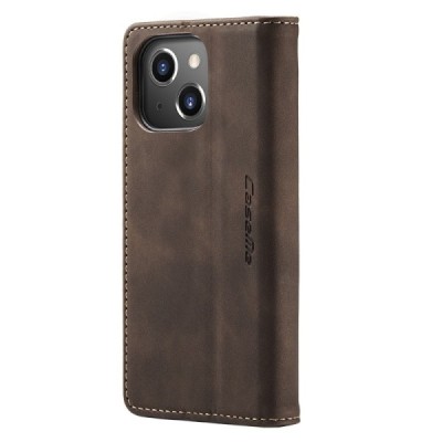 Apple iPhone 15 Plus CaseMe Retro solīds atvēramais ādas tumši brūns maciņš - maks | Vacins.lv