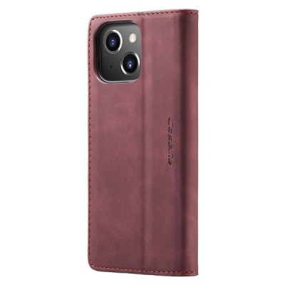 Apple iPhone 15 Plus CaseMe Retro solīds atvēramais ādas bordo maciņš - maks | Vacins.lv