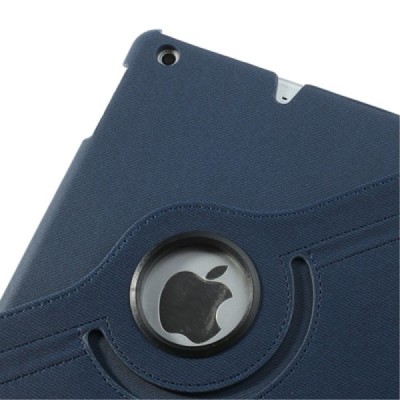 Apple iPad Mini 1 / 2 / 3 atvēramais tumši zils teksturēts futrālis, grozās 360° grādu apjomā / Vacins.lv