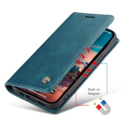 Apple iPhone 15 Plus CaseMe Retro solīds atvēramais ādas zaļš maciņš - maks | Vacins.lv