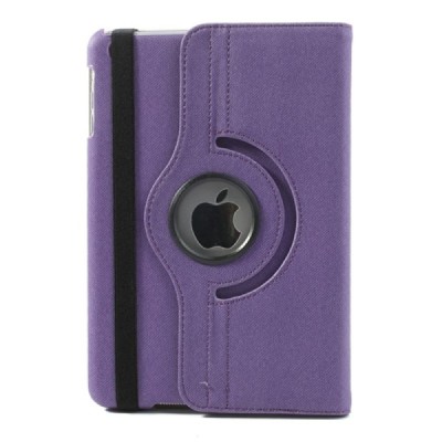 Apple iPad Mini 1 / 2 / 3 atverčiamas, sukiojamas 360 laipsnių, violetinis odinis dėklas - stovas / Priedai.lt