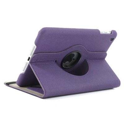 Apple iPad Mini 1 / 2 / 3 atverčiamas, sukiojamas 360 laipsnių, violetinis odinis dėklas - stovas / Priedai.lt