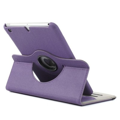 Apple iPad Mini 1 / 2 / 3 atverčiamas, sukiojamas 360 laipsnių, violetinis odinis dėklas - stovas / Priedai.lt